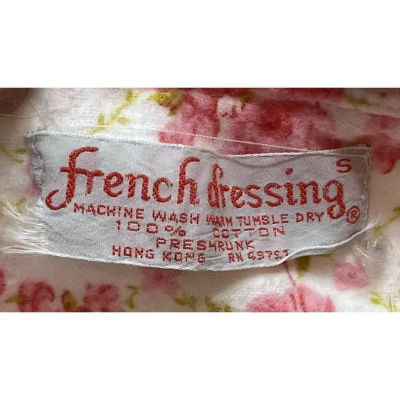 Vtg French Dressing Flannel Nightgown Womens S Pink Made In Hong Kong Cottage - Picture 5 of 5